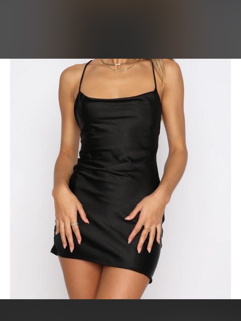 White Fox Boutique Black Chain Of Hearts Satin Mini Dress